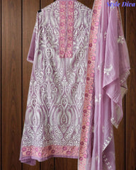 SD1134 - Mul Cotton Unstitched Suit with Overall Jal Embroidery & Matching Embroidered Dupatta