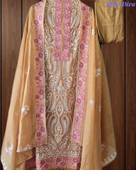 SD1134 - Mul Cotton Unstitched Suit with Overall Jal Embroidery & Matching Embroidered Dupatta