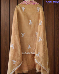 SD1134 - Mul Cotton Unstitched Suit with Overall Jal Embroidery & Matching Embroidered Dupatta