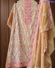 SD1134 - Mul Cotton Unstitched Suit with Overall Jal Embroidery & Matching Embroidered Dupatta