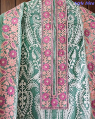 SD1134 - Mul Cotton Unstitched Suit with Overall Jal Embroidery & Matching Embroidered Dupatta