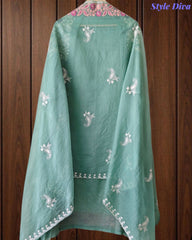 SD1134 - Mul Cotton Unstitched Suit with Overall Jal Embroidery & Matching Embroidered Dupatta