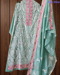 SD1134 - Mul Cotton Unstitched Suit with Overall Jal Embroidery & Matching Embroidered Dupatta