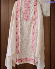 SD1134 - Mul Cotton Unstitched Suit with Overall Jal Embroidery & Matching Embroidered Dupatta