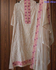SD1134 - Mul Cotton Unstitched Suit with Overall Jal Embroidery & Matching Embroidered Dupatta