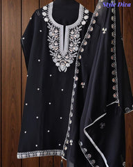SD1145 - Mul Cotton Unstitched Suit with Cut Dana, Sequin Work & Matching Embellished Dupatta