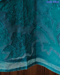 SD1138 - Elegant Crush Mul Cotton Unstitched Suit with Laser Cut Embroidery & Applique Dupatta