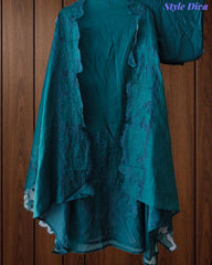 SD1138 - Elegant Crush Mul Cotton Unstitched Suit with Laser Cut Embroidery & Applique Dupatta