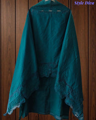 SD1138 - Elegant Crush Mul Cotton Unstitched Suit with Laser Cut Embroidery & Applique Dupatta