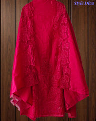 SD1138 - Elegant Crush Mul Cotton Unstitched Suit with Laser Cut Embroidery & Applique Dupatta