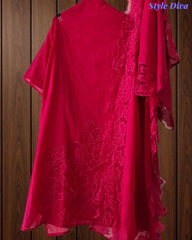 SD1138 - Elegant Crush Mul Cotton Unstitched Suit with Laser Cut Embroidery & Applique Dupatta