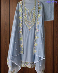 SD1148 - Elegant Mul Cotton Unstitched Suit with Colorful Embroidery on Kurta & Dupatta –