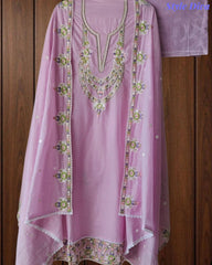 SD1148 - Elegant Mul Cotton Unstitched Suit with Colorful Embroidery on Kurta & Dupatta
