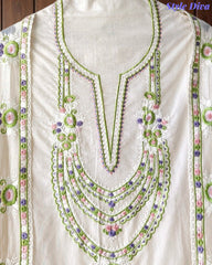 SD1148 - Elegant Mul Cotton Unstitched Suit with Colorful Embroidery on Kurta & Dupatta