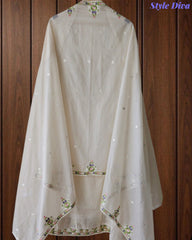 SD1148 - Elegant Mul Cotton Unstitched Suit with Colorful Embroidery on Kurta & Dupatta