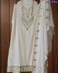 SD1148 - Elegant Mul Cotton Unstitched Suit with Colorful Embroidery on Kurta & Dupatta