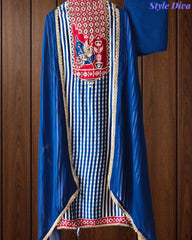 SD1109 - Premium Gajji Silk Digital Printed Unstitched Suit with Hand Work & Georgette Border Dupatta