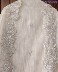 SD1105-Crush Shimmer Tissue Unstitched Suit with Embroidered Scalloped Daman & Matching Dupatta