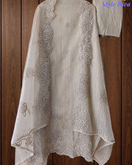 SD1105-Crush Shimmer Tissue Unstitched Suit with Embroidered Scalloped Daman & Matching Dupatta