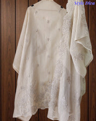 SD1105-Crush Shimmer Tissue Unstitched Suit with Embroidered Scalloped Daman & Matching Dupatta