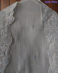SD1105-Crush Shimmer Tissue Unstitched Suit with Embroidered Scalloped Daman & Matching Dupatta –