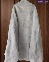 SD1105-Crush Shimmer Tissue Unstitched Suit with Embroidered Scalloped Daman & Matching Dupatta –