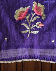 SD1120 - Crush Mul Cotton Block Print Unstitched Suit with Pita Embroidery Detailing