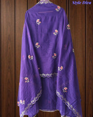 SD1120 - Crush Mul Cotton Block Print Unstitched Suit with Pita Embroidery Detailing