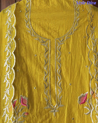 SD1120 - Crush Mul Cotton Block Print Unstitched Suit with Pita Embroidery Detailing