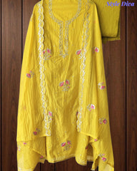 SD1120 - Crush Mul Cotton Block Print Unstitched Suit with Pita Embroidery Detailing