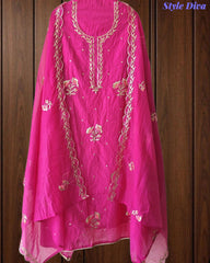 SD1120 - Crush Mul Cotton Block Print Unstitched Suit with Pita Embroidery Detailing