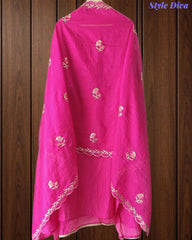 SD1120 - Crush Mul Cotton Block Print Unstitched Suit with Pita Embroidery Detailing
