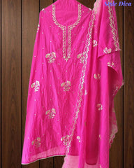 SD1120 - Crush Mul Cotton Block Print Unstitched Suit with Pita Embroidery Detailing