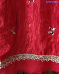 SD1145 - Elegant Crepe Unstitched Suit with Gotta Work, Mirror Highlighting & Digital Print Chiffon Dupatta