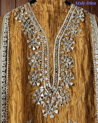 SD1145 - Elegant Crepe Unstitched Suit with Gotta Work, Mirror Highlighting & Digital Print Chiffon Dupatta