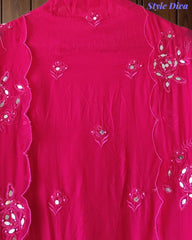 SD1125 - Organza Unstitched Suit with Mirror Highlighting, Embroidered Dupatta & Scalloped Edges