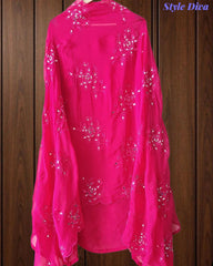 SD1125 - Organza Unstitched Suit with Mirror Highlighting, Embroidered Dupatta & Scalloped Edges