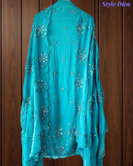 SD1125 - Organza Unstitched Suit with Mirror Highlighting, Embroidered Dupatta & Scalloped EdgeS