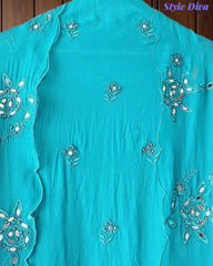 SD1125 - Organza Unstitched Suit with Mirror Highlighting, Embroidered Dupatta & Scalloped EdgeS