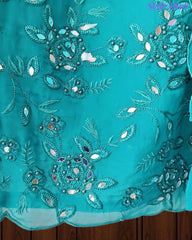 SD1125 - Organza Unstitched Suit with Mirror Highlighting, Embroidered Dupatta & Scalloped EdgeS