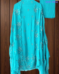 SD1125 - Organza Unstitched Suit with Mirror Highlighting, Embroidered Dupatta & Scalloped EdgeS