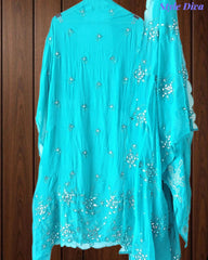 SD1125 - Organza Unstitched Suit with Mirror Highlighting, Embroidered Dupatta & Scalloped EdgeS