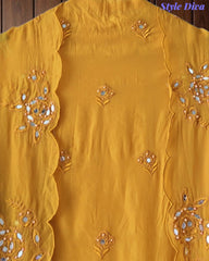 SD1125 - Organza Unstitched Suit with Mirror Highlighting, Embroidered Dupatta & Scalloped Edges
