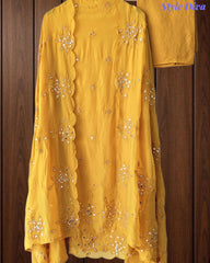 SD1125 - Organza Unstitched Suit with Mirror Highlighting, Embroidered Dupatta & Scalloped Edges