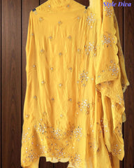 SD1125 - Organza Unstitched Suit with Mirror Highlighting, Embroidered Dupatta & Scalloped Edges