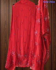 SD1125 - Organza Unstitched Suit with Mirror Highlighting, Embroidered Dupatta & Scalloped Edges