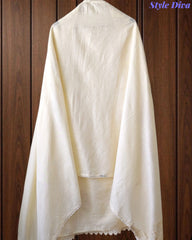 SD1133 - Pakistani Style Khadi Cotton  Unstitched Suit with Overall Crochet Lacing on Kurta & Dupatta