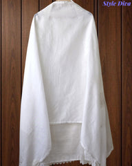SD1133 - Pakistani Style Khadi Cotton  Unstitched Suit with Overall Crochet Lacing on Kurta & Dupatta