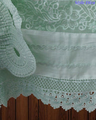 SD1133 - Pakistani Style Khadi Cotton  Unstitched Suit with Overall Crochet Lacing on Kurta & Dupatta
