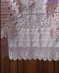 SD1133 - Pakistani Style Khadi Cotton  Unstitched Suit with Overall Crochet Lacing on Kurta & Dupatta